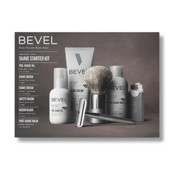 Bevel Shaving Kit for Men, Includes Safety Razor with 40 Replacement Blades, Luxury Shaving Brush, Pre Shave Oil, Shave Cream and Balm