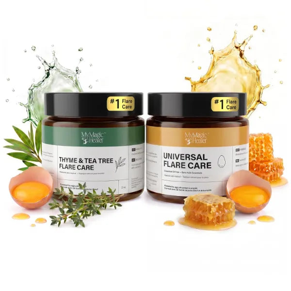 MyMagicHealer Complete Flare Care DUO Drawing Salve for Sensitive, Eczema Prone Skin That Still Flares Up Body Bumps, Dry Patches & Face Breakouts Natural Ingredients 2 x 2 oz