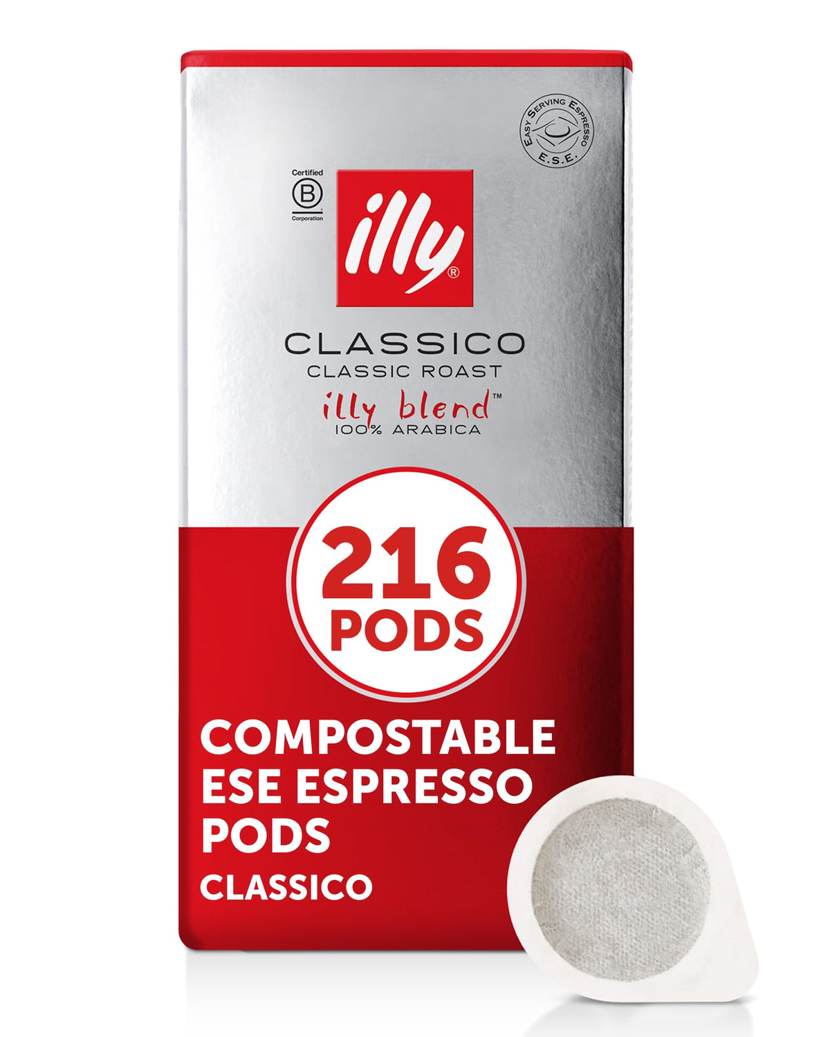illy E.S.E. Coffee - Single-Serve Coffee Capsules & Pods - Classico Medium Roast - Notes Of Chocolate & Caramel - For E.S.E Coffee Machines - Extraordinary Aroma & Body – 18 Count, 12 Pack