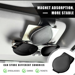 Magnetic Leather Car Sunglasses Holder for Car Visor, Sunglasses Holder Car Accessories Interior Gadgets Mask Holder for Car (Black)