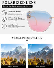AEVOGUE Oversized Rimless Diamond Cutting Sunglasses for Women (AE0534) - Blue/Pink