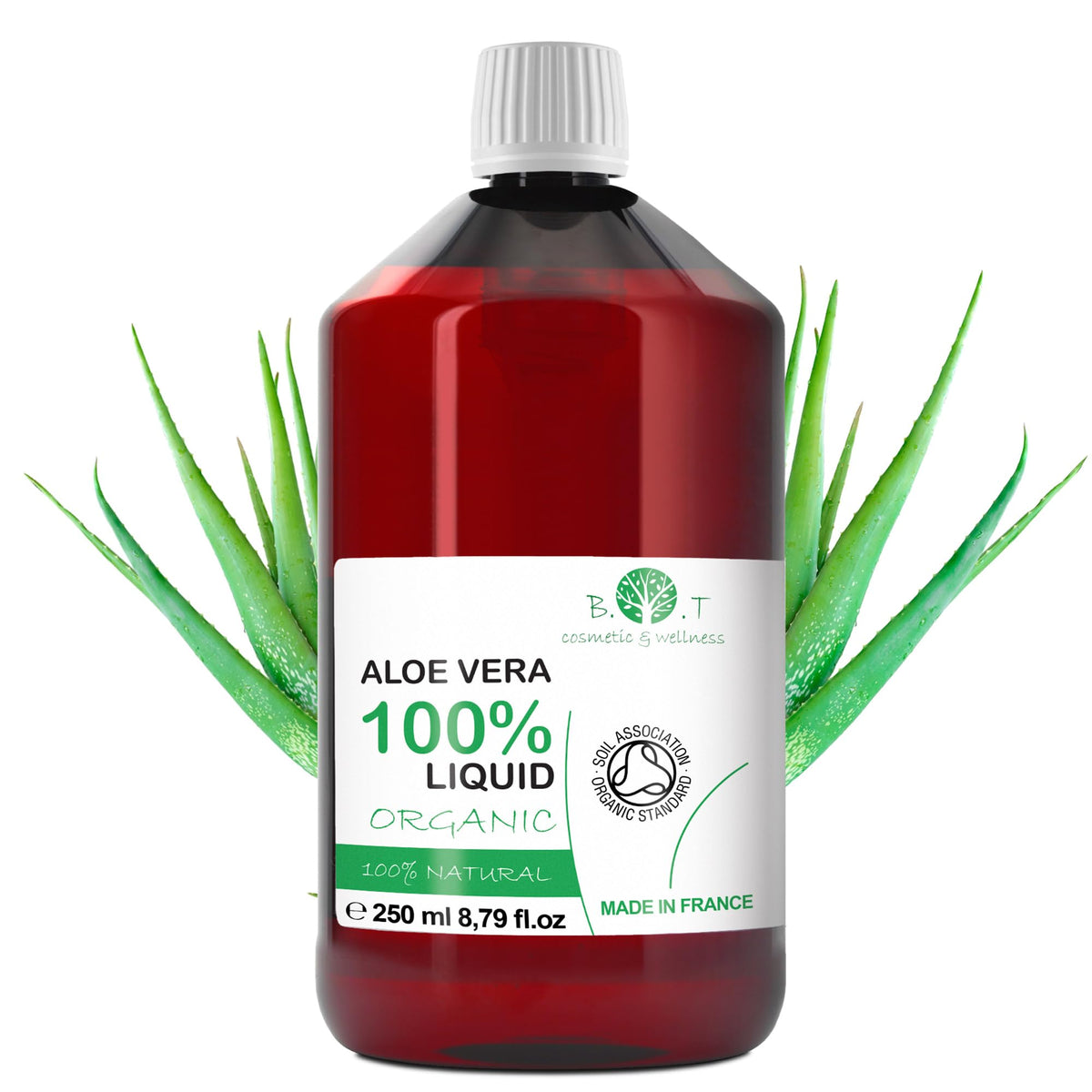 Organic Liquid Aloe Vera Gel for Skin Care (Facial Toner, Body Moisture) and Hair Care (Repair for Dry Hair) Home Cosmetics Preparation - 250ml