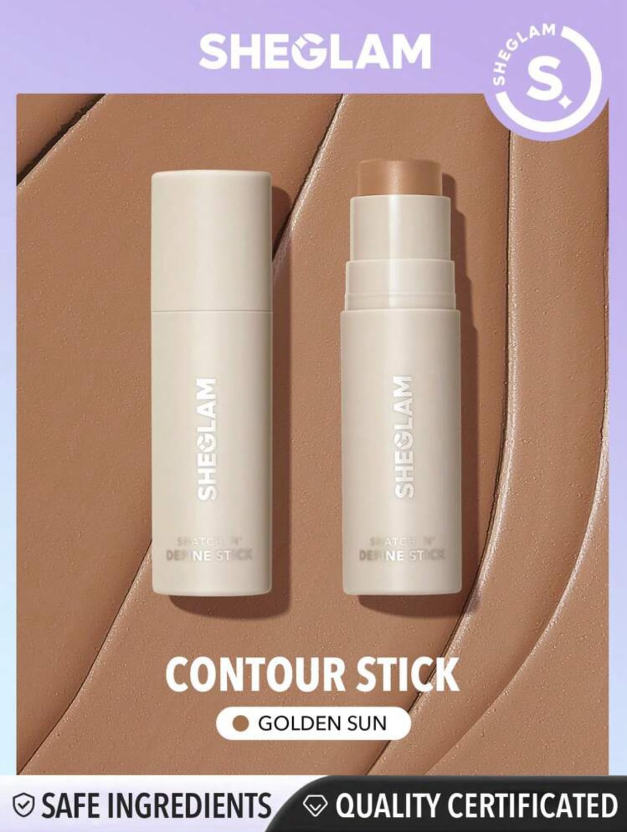 SHEGLAM Snatch 'n' Define Stick - Cream Contour Stick Long Lasting Highly Pigmented Sweat Proof Bronzer Sculpting Lightweight Smooth Natural Contour Face Makeup (Golden Sun)