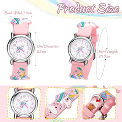 Kids Watches with Unicorn Jewelry Set, 3D Cartoon Waterproof Unicorn Digital Wrist Watches with Pink Unicorn Necklace Bracelet Earrings Ring Christmas Girls Watches Gifts for Little Girls Ages 5-7