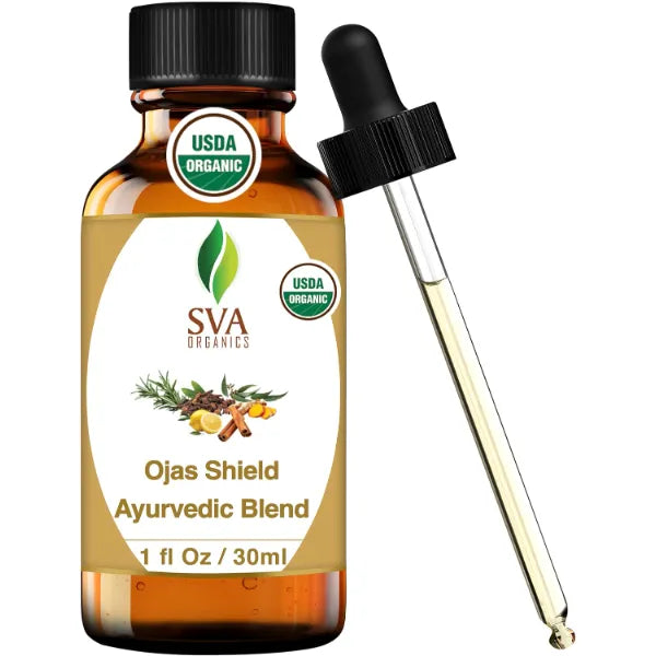 SVA Organics Ojas Shield Blend – 1 Fl Oz – 100% Natural Organic Oil for Diffuser, Aromatherapy, Hair Care, Face, Skin Care and Body Massage