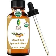 SVA Organics Ojas Shield Blend – 1 Fl Oz – 100% Natural Organic Oil for Diffuser, Aromatherapy, Hair Care, Face, Skin Care and Body Massage