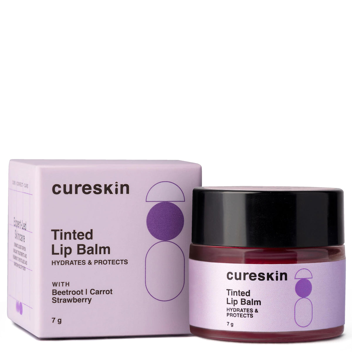Cure Skin Tinted Lip Balm for Women and Men, Hydrates and Protects Lip Color with Beetroot, Carrot and Strawberry, Lip Lightening Balm for Dark Lips, Tinted Lip Balm for Dark Lips to Lighten Lips
