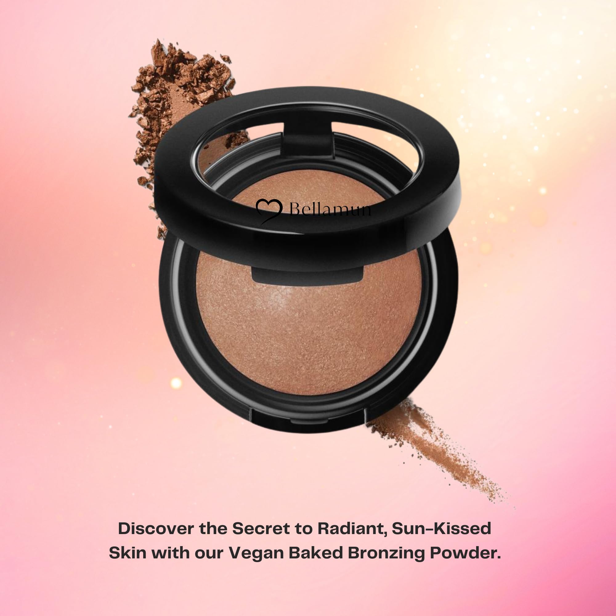 Bellamun Baked Bronzing Powder: Luxury Luminosity for a Radiant Glow - Satin Smooth Texture - Vegan Versatile Application - Net Wt. 0.35 oz (Fiji, Regular)