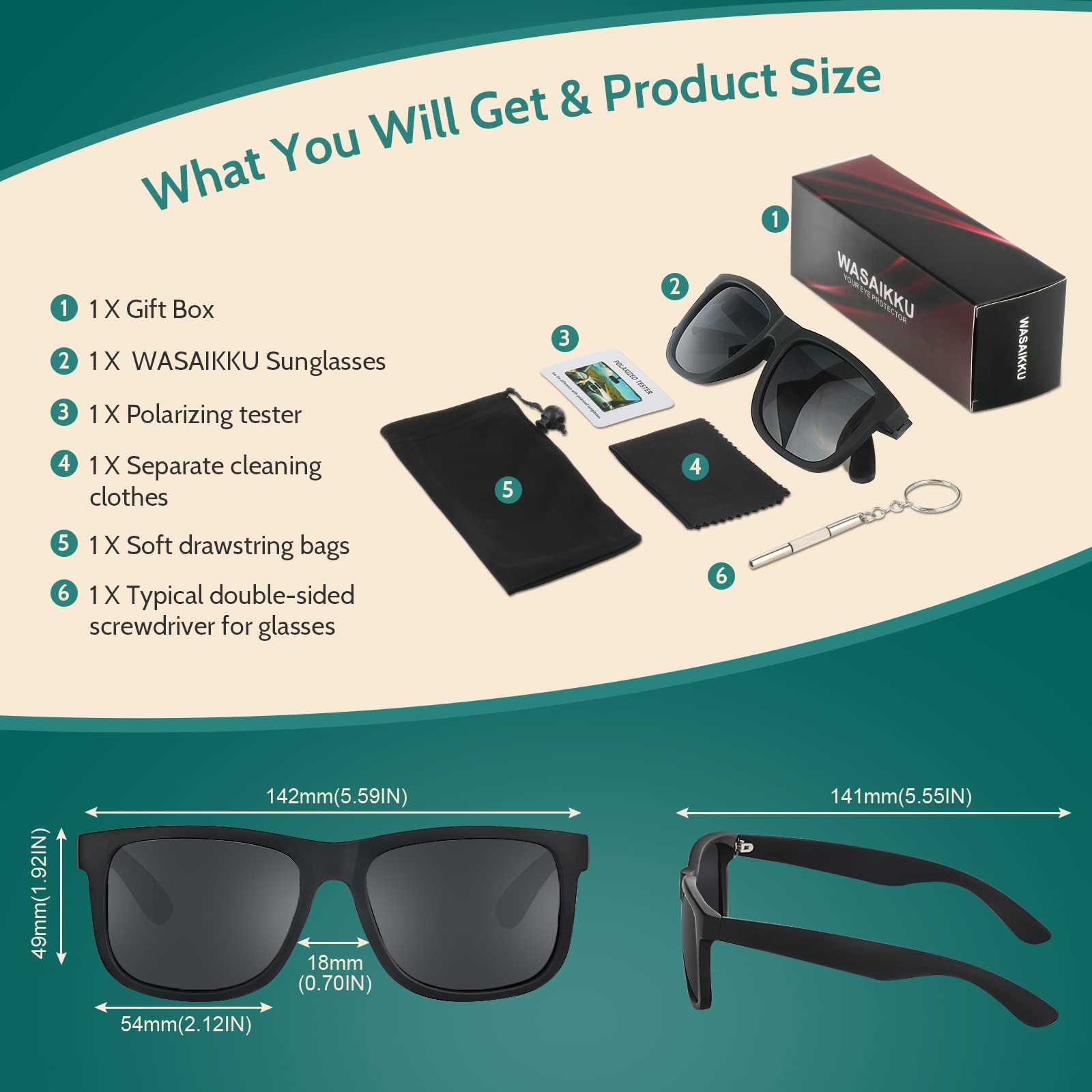 WASAIKKU Polarized Sunglasses for Men Women Classic Fashion Sunglasses Baseball Cycling Driving Fishing Golf Mens Sunglasses with UV Protection (black matte frame with black lens)