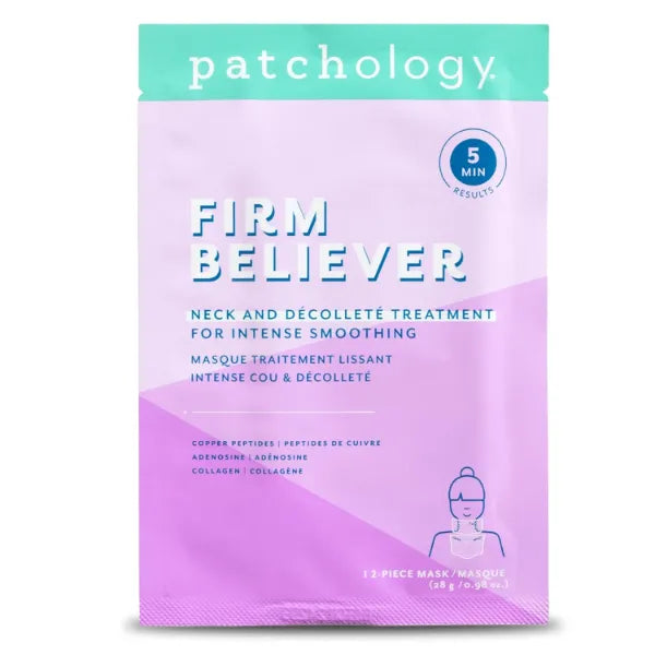Patchology Firm Believer Hydrogel Neck & Chest Mask for Targeted Hydration, Smooth Skin Feel, and Comfort, 5-Minute Spa-at-Home Treatment