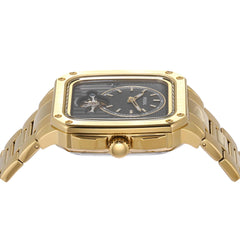 Fossil Inscription Men's Watch with Square Case and Stainless Steel, Silicone or Leather Band Gold Auto