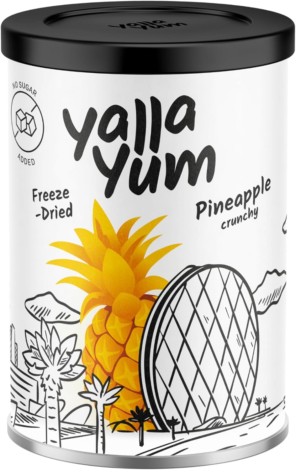 YallaYum Freeze-Dried Pineapple, 30g | 100% Fruit, Non-GMO, No Added Sugar, Gluten-Free,No Additives Added, Vegan, Made From 300g Fresh Pineapple| Healthy Snack for On-the-Go