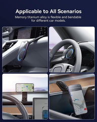 Baseus C02 Magnetic Phone Holder Magnetic Phone Holder for Car,MagSafe Dash Mount Compatible with iPhone 15 Pro Max, 15 Pro, 15 Plus Tesla Bendable MemoryTitanium Alloy for All Dashboard, Windshield
