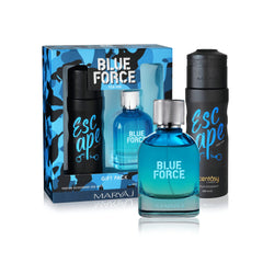 Blue Force Perfume Gift Set for Men (Eau de Parfum Spray 100ml + Revamp Perfume Body Spray 200ml)