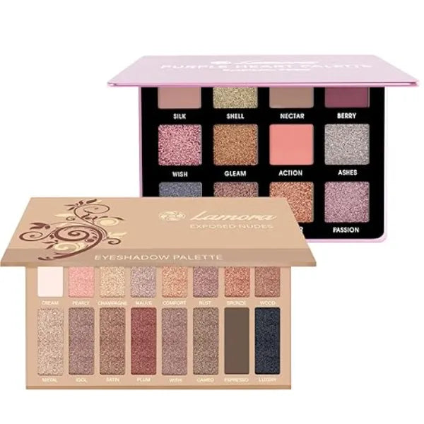 Lamora Nude Eyeshadow Palettes (Exposed + Rose Purple)