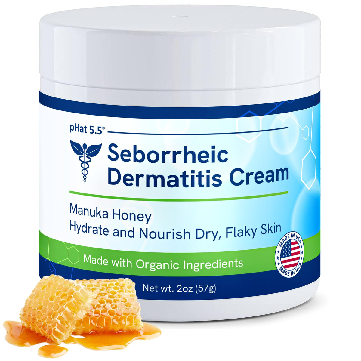 pHat 5.5 Seborrheic Dermatitis Cream with Manuka Honey, Coconut Oil and Aloe Vera