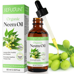 NIKITA.VIVI Organic Neem Oil 60ml, 100% Pure Natural Cold Pressed Neem Oil for Skin Hair and Nails, promote Healthy Hair Growth, Nourishes Skin, Reduces Fine Lines, Nail Fungus Treatment Oils Serum
