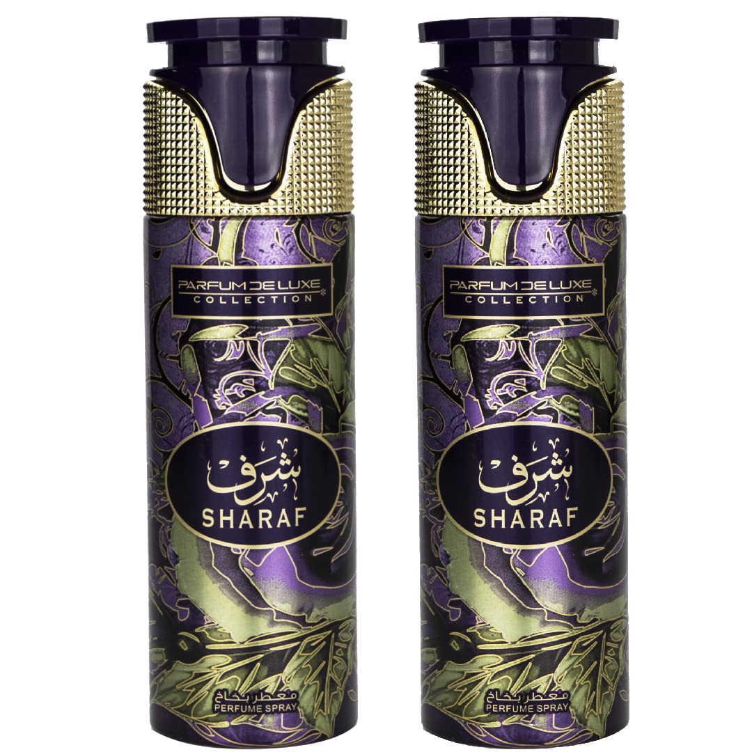 MY PERFUMES SHARAF from Parfum Deluxe Deodorant Perfume Spray for Unisex, Alcohol Free, 200ml, Pack Of 2