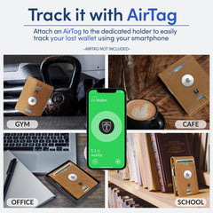 TRAVANDO AirTag* Wallet Mens Wallet with Money Clip Air Tag Wallet Card Holder RFID Blocking Bifold Gifts for Men (Cognac Brown)