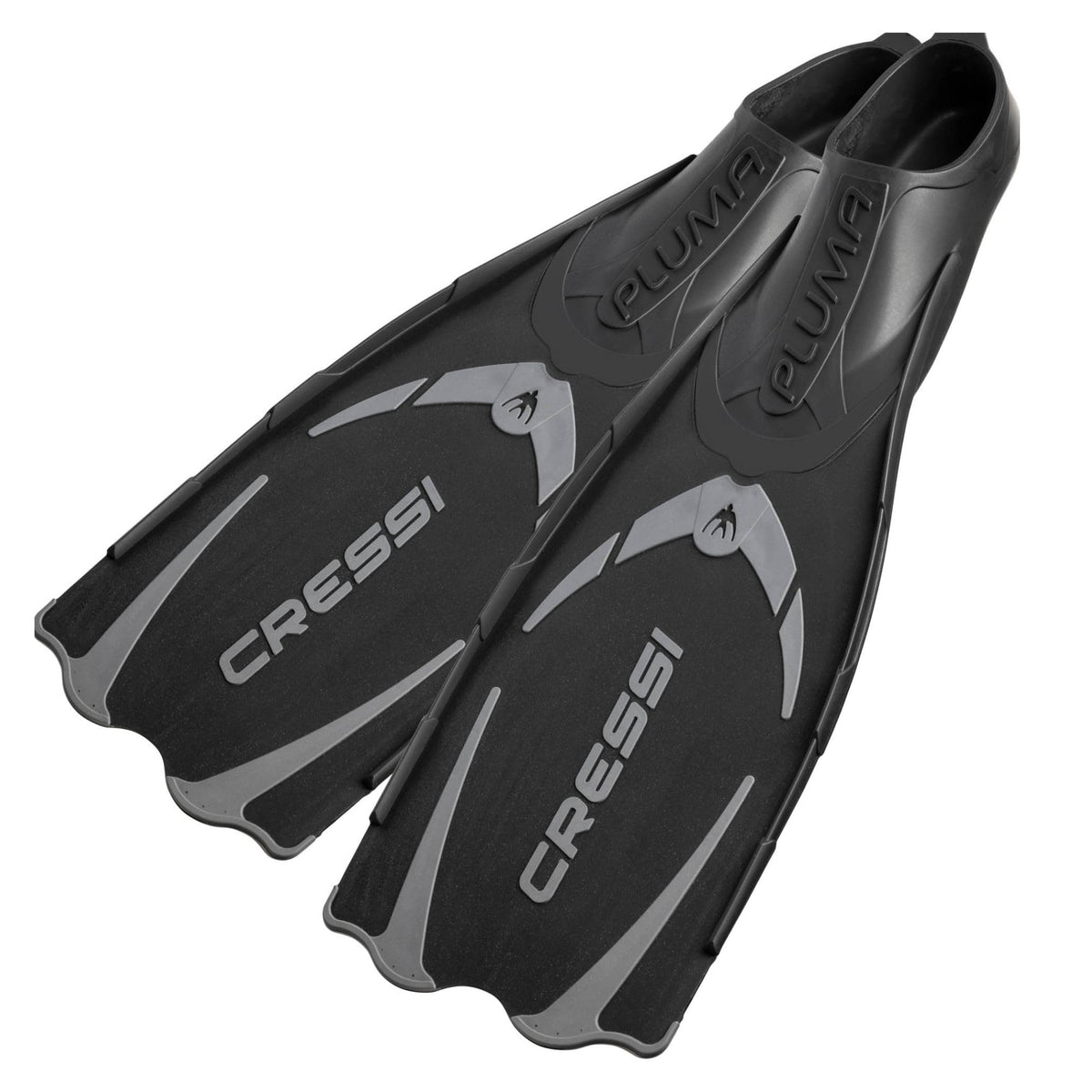 Cressi Pluma Fins - High Quality Unisex Full Foot Fins for Diving, Snorkelling, Swimming - Black/Silver