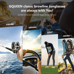 GQUEEN Classic Horn Rimmed Semi Rimless Polarized Sunglasses for Men Women GQO6