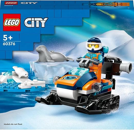 LEGO 60376 City Arctic Explorer Snowmobile Toy for Kids 5+ Year Old, Vehicle Construction Set with Seal Figures and Explorer Minifigure, Small Gift Idea