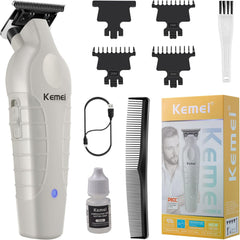 KEMEI 2299 Beard & Hair Trimmer for Men Professional, Zero Gapped Hair Clippers for Men Cordless Trimmers for Barbers, Gray