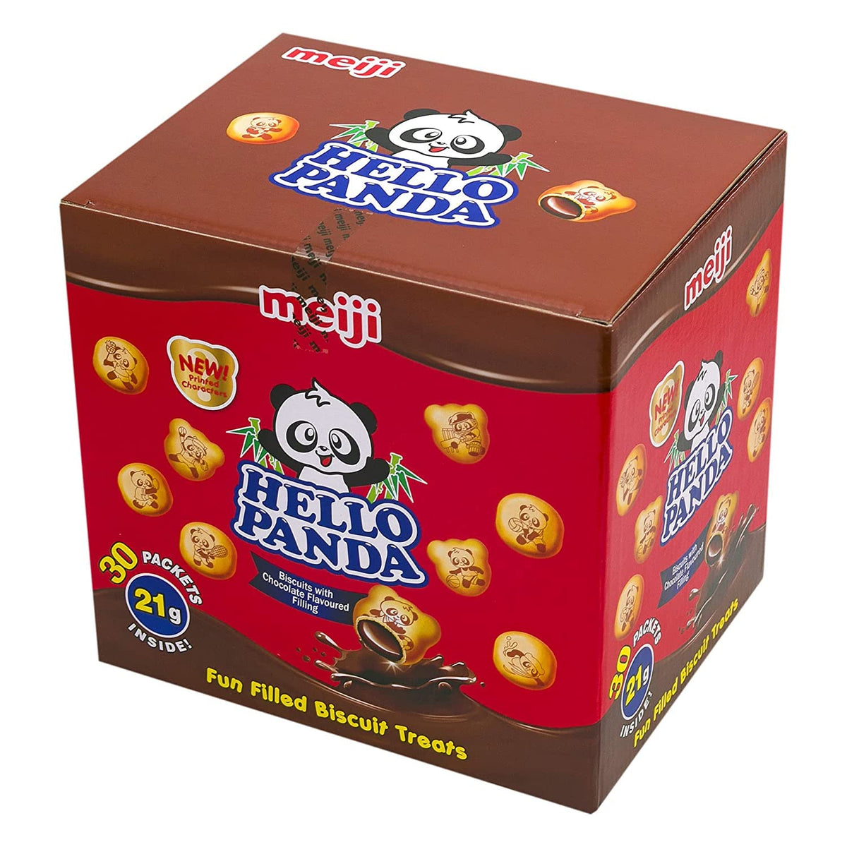 Meiji Hello Panda Chocolate Filled Biscuit, Crunchy Biscuit with Creamy Chocolate Filling, Perfect Snack for Kids & Adults - 21g, Mini 30 Pack