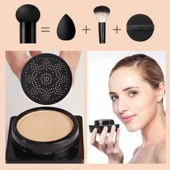 Mushroom Head Air Cushion Foundation CC Cream Water Feeling Flawless BB Cream Moisturizing Oil Control, Lightweight & Smoothing Natural Concealer (Natural)