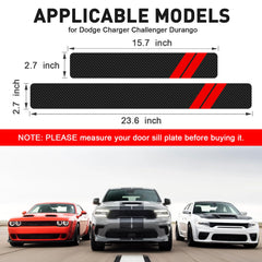 REMOCH 4 PCS Car Door Sill Protector Dodge Charger Durango Challenger Journey Accessories Door Entry Guard Sill Plate Step Scuff Plate Scratch Pad Protective Carbon Fiber Threshold Stickers（Red）