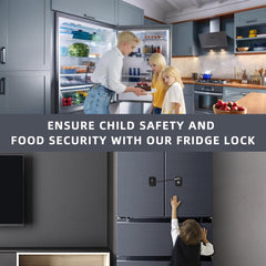 RORMGO Refrigerator Lock 2 Packs, Fridge Lock with Silicone Wire Protection Fridge Locks for Kids Easy to Use and Install Fridge Locks with Key Surface-Friendly Freezer Lock, Black