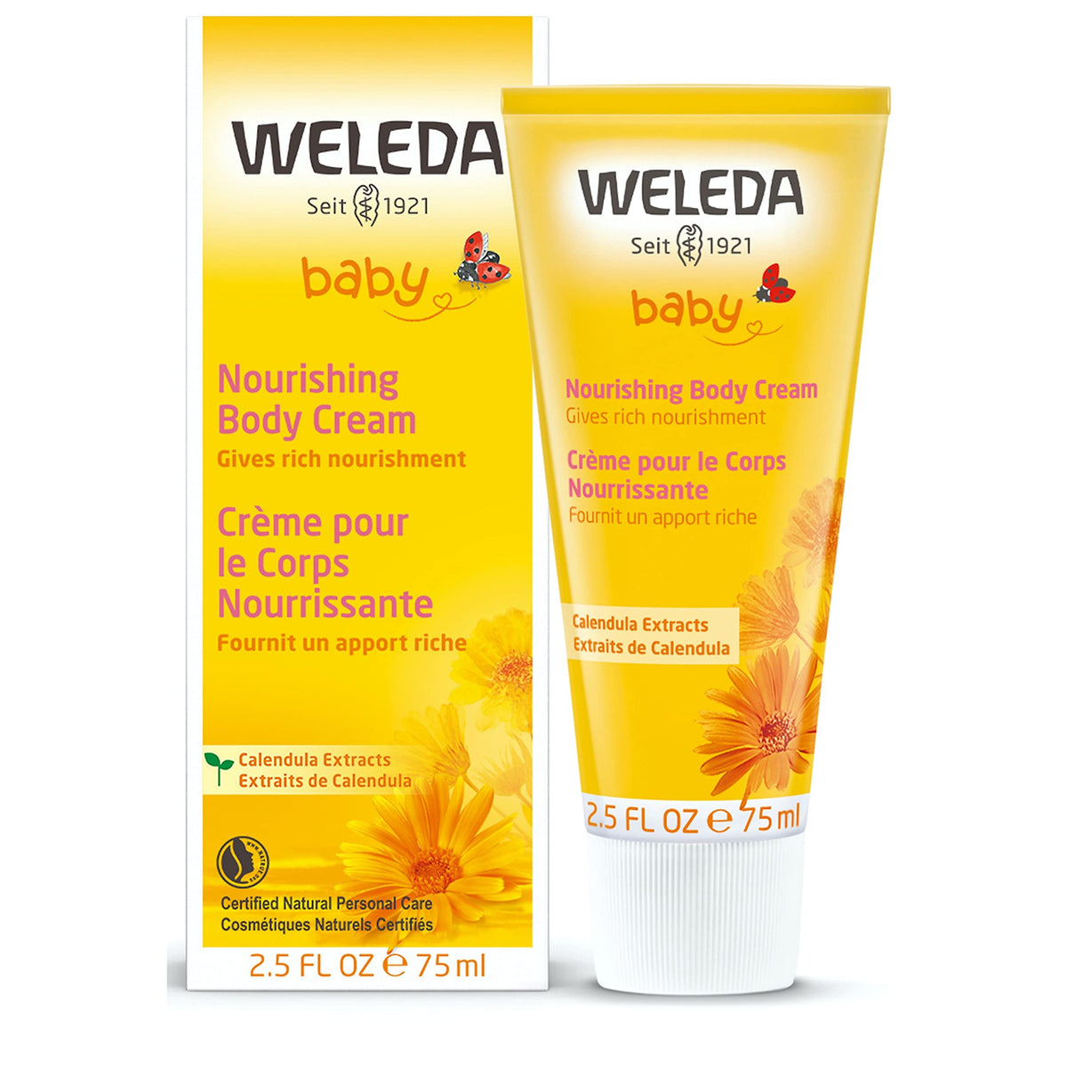 Weleda Baby Calendula Nourishing Body Cream, 2.5 fl oz, Plant-Infused Moisturizer with Calendula and Lanolin