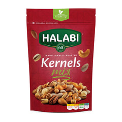 Halabi Mix Kernels Mixed Nuts , Cashews, Almonds, Pistachios, Macadamia, Pecans, Hazelnuts - Healthy Baked Snacks - Resealable Bag - 300g