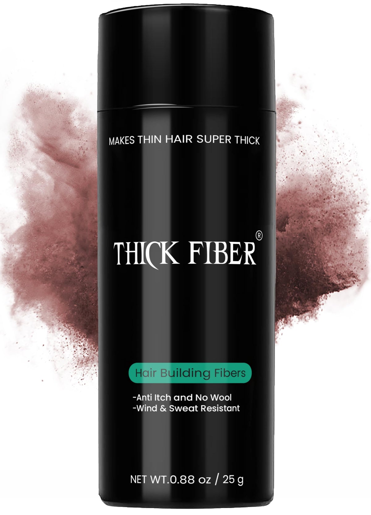 THICK FIBER Hair Fibers for Thinning Hair & Bald spots (AUBURN) - 25g Bottle - Conceals Hair Loss in Seconds - Hair Powder for Women & Men