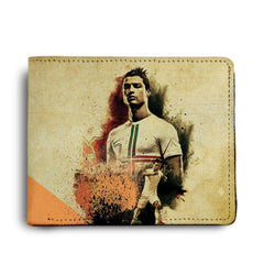 ShopMantra Cristiano Ronaldo CR7 Printed Pu Leather Wallet for Men's/Boy's (Beige)