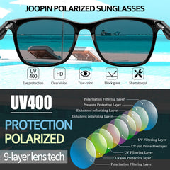 Joopin Polarized Sunglasses for Women UV Protection Classic Square Vintage Shades of Men Driving Fishing Traveling Lightweight Glasses