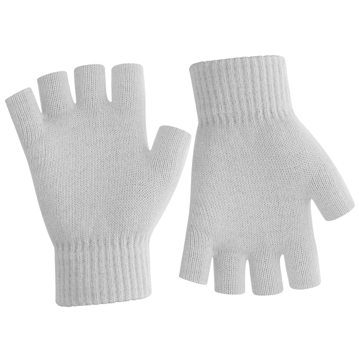 Fingerless Gloves for Women Men Winter Fingerless Mittens for Women Men Warm Knitted Gloves Typing Half Finger Gloves - Light Grey