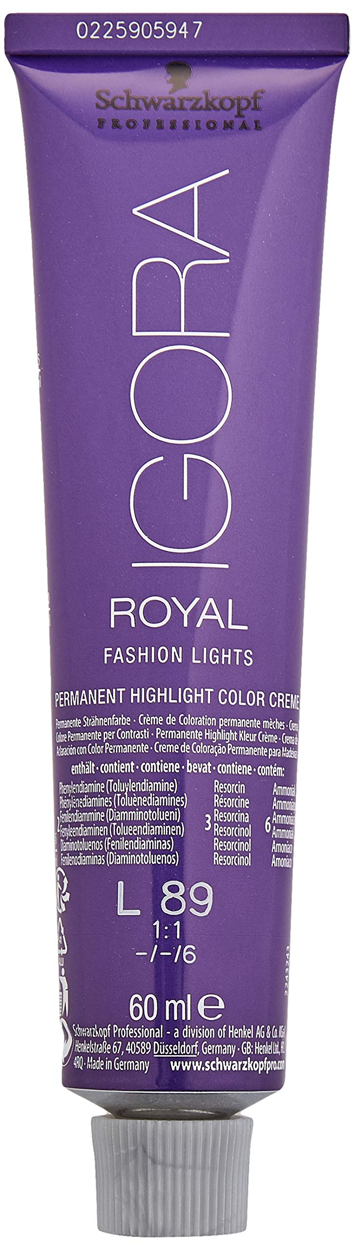 Schwarzkopf Igora Royal Fashion Lights Professional Hair Colour Cream, L-89 Violet Red, 60 ml, 4045787389760