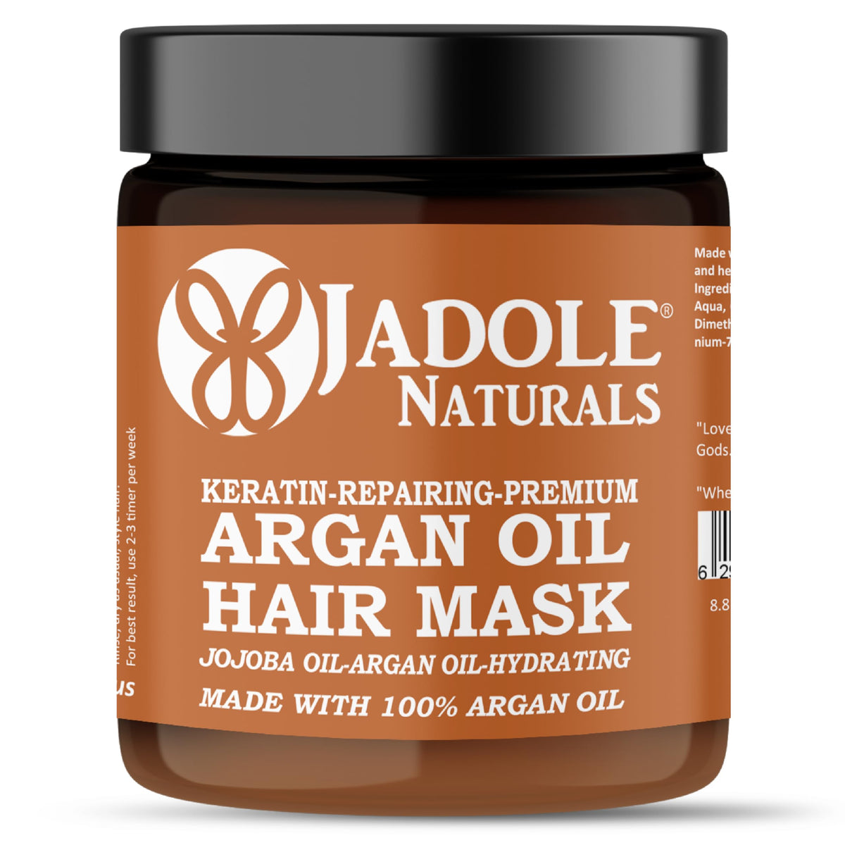 Jadole Naturals Hydrating Argan Oil Hair Mask 8.8OZ/250ml | Deep Conditioning for Smoothing, Repairing Dry & Damaged Hair, and Controlling Hair Fall | Intense Moisture and Nourishment Treatment