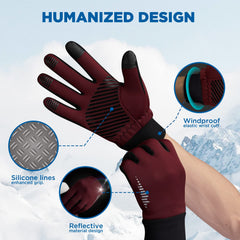 SIMARI Winter Gloves Men Women Touch Screen Glove Cold Weather Warm Gloves Freezer Work Gloves Suit for Running Driving Cycling Working Hiking 102 - Ruby Wine