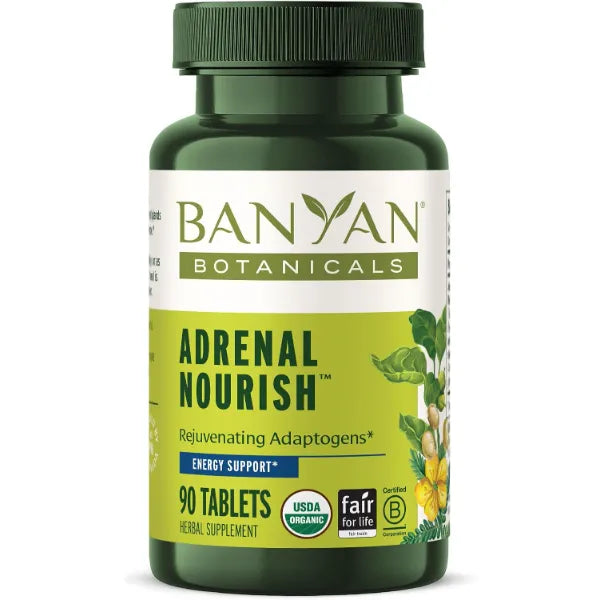 Banyan Botanicals Organic Adrenal Nourish Cortisol Support & Stress Relief Supplement Natural Energy & Fatigue Support with Ashwagandha & Adaptogens 90 Tablets Non GMO, Vegan