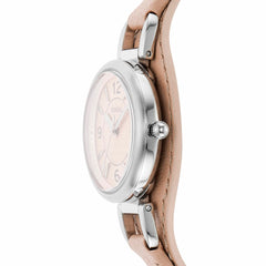 Fossil Women's Carlie Mini Quartz Stainless Steel and Eco Leather Three-Hand Watch, Color: Silver, Cream (Model: ES5213)