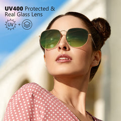Valensole Sunglasses Metal frame Hexagonal Flat Glass Lens UV400 Protection for Driving Fishing Hiking Golf Outdoor Sport Glasses Sunglasses for Men Women