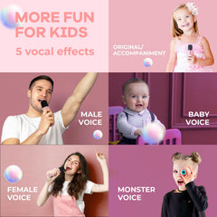 Mini Karaoke Machine for Kids Adults, Portable Bluetooth Speaker with 2 Wireless Microphones,18 Pre-Loaded Songs Toys Birthday Gifts for Girls 4, 5, 6, 7, 8+ Years Old Toddler Teens - MULTICOLOR