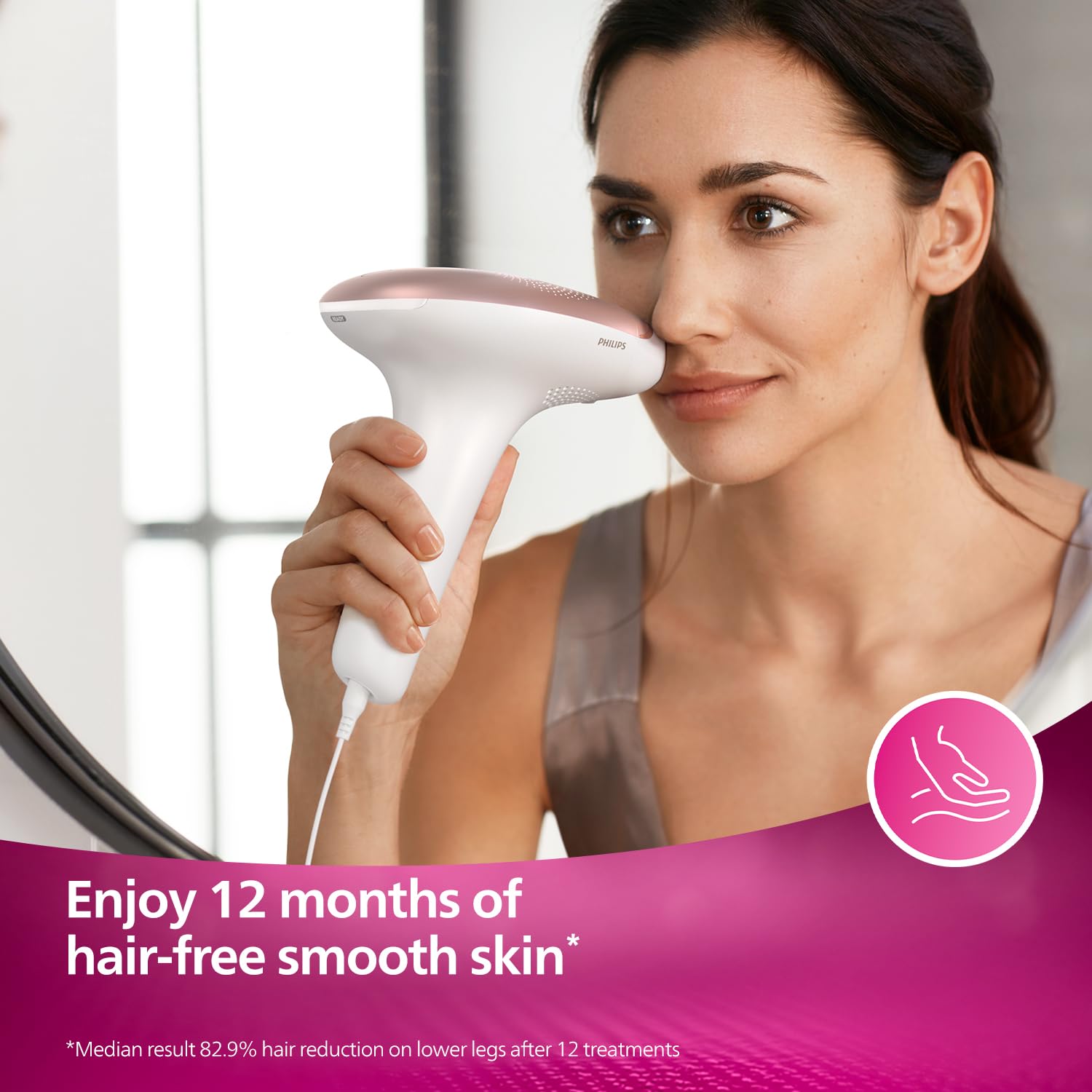 Philips Lumea IPL | Hair Removal | 7000 Series | Skintone Sensor | 2 Attachments | Body, Face | Compact Pen Trimmer | Corded Use | BRI921/60