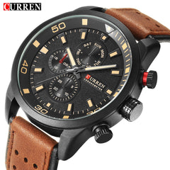 CURREN Original Brand Men's Sports Waterproof Leather Strap Wrist Watch 8250 Brown Black