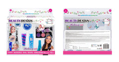 Lukky Beauty Design Set - 12 Pc,Complete Glitter Makeup Kit for Girls,Includes Eyeshadow Palette, Lip Gloss, Peel-Off Nail Polish, Hair Chalk, Glitter Mascara, & More for Creative Beauty Fun