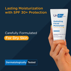 Undry Facial Moisturizer for Dry Skin (80ml) Moisturizer for Face with Sunscreen SPF30 Face Moisturizer for Men Face Moisturizer for Women; Face Cream for Women Face Cream for Men for Lasting Moisture