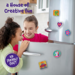 Creoos Magnetic Mini Tiles Arts & Crafts for Kids Make Your Own Fridge Magnets 12 Wood Tiles Painting Kits Toys for Girls Boys Stickers Gems Craft Summer Activities Art Set DIY Supplies Birthday Gifts