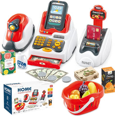 TOYBY Cash Register Toy for Kids, Kids Cash Register Grocery Store Pretend Play Toys for Girls, Kids Cashier Playset with Scanner, Pretend Playset Toys Gift for Kids Boys Girls Age 3 4 5 6 7 Years old